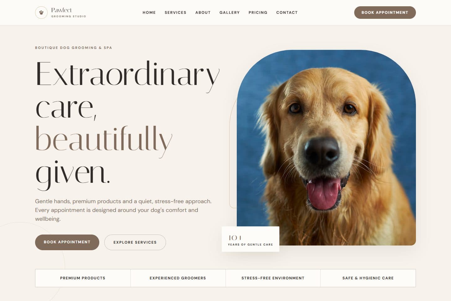 Dog Groomer page screenshot 1