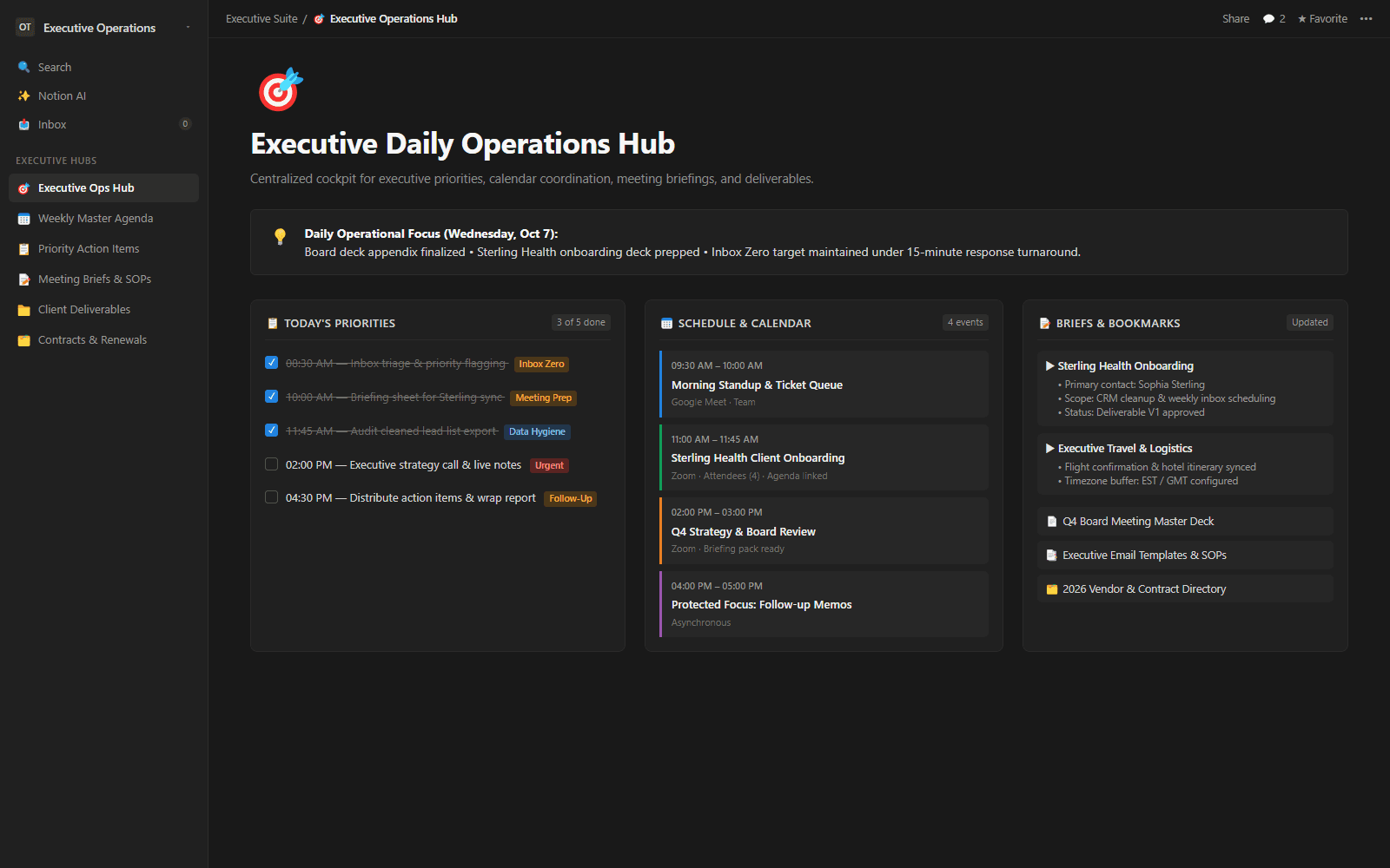 Executive Daily Operations Hub