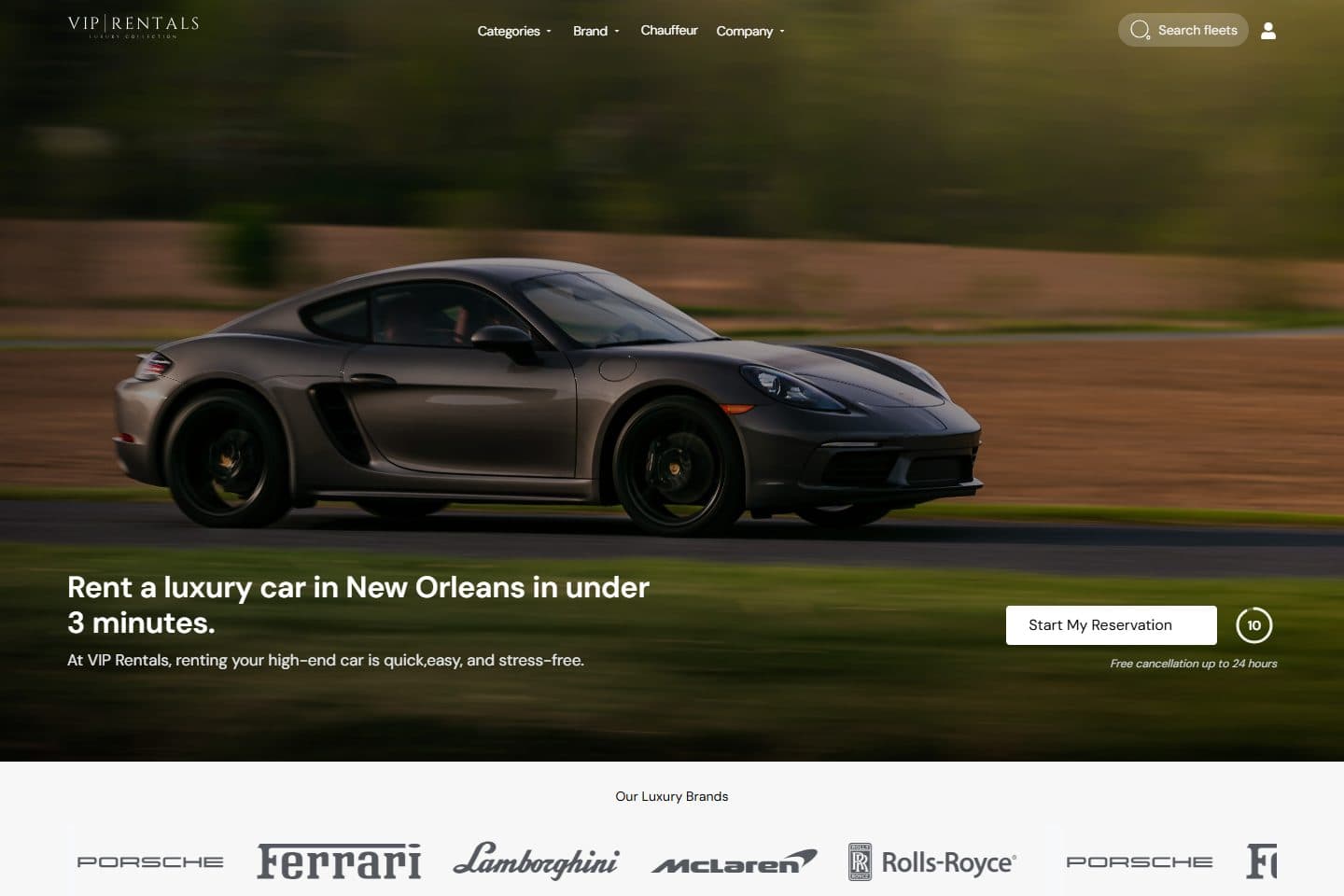 VIP Rentals page screenshot 1